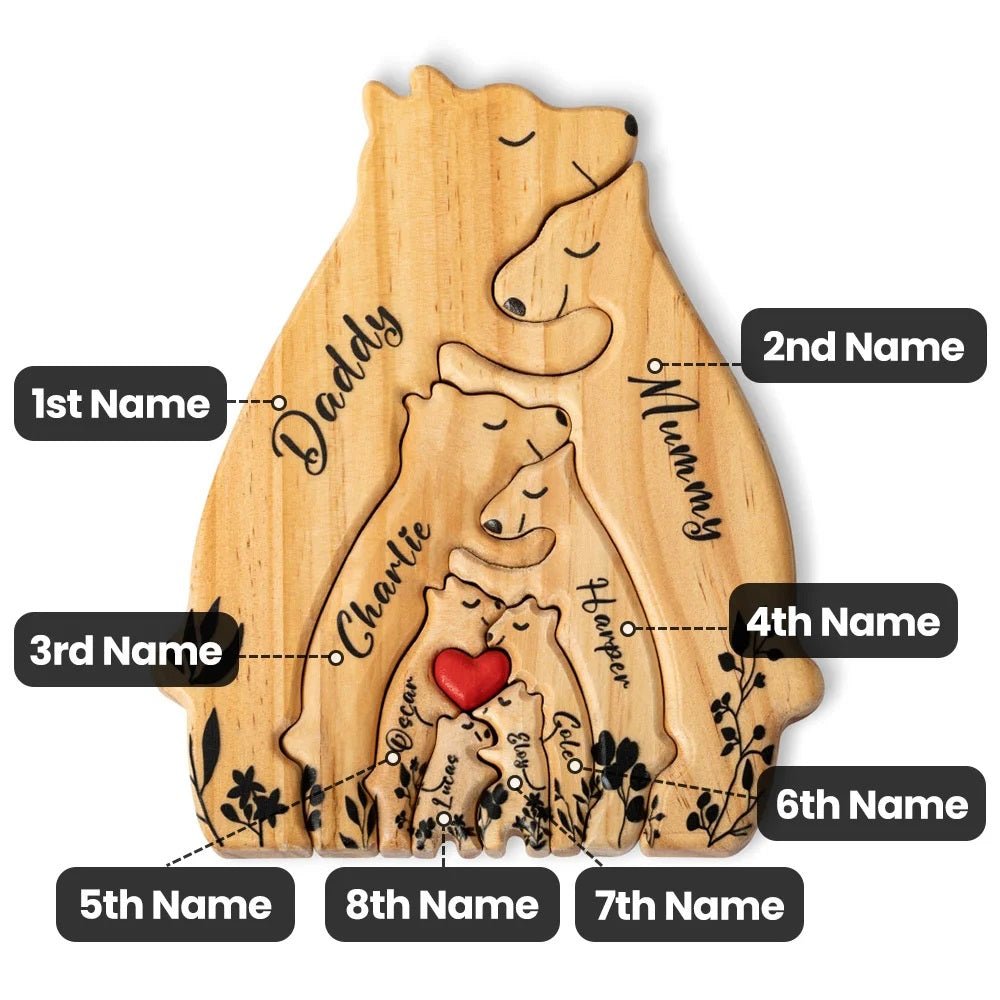 Wooden Bear Puzzle with Custom Names - United Bracelets