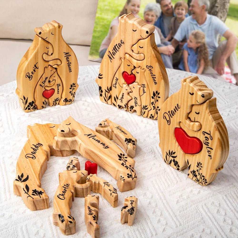 Wooden Bear Puzzle with Custom Names - United Bracelets