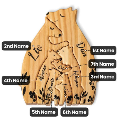 Wooden Bear Puzzle with Custom Names - United Bracelets