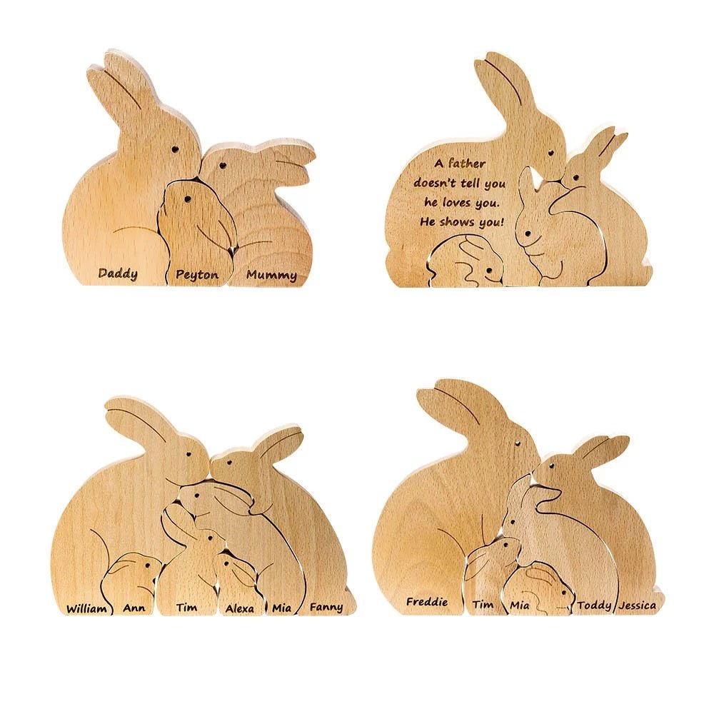 Wooden Rabbit Family Puzzle - United Bracelets